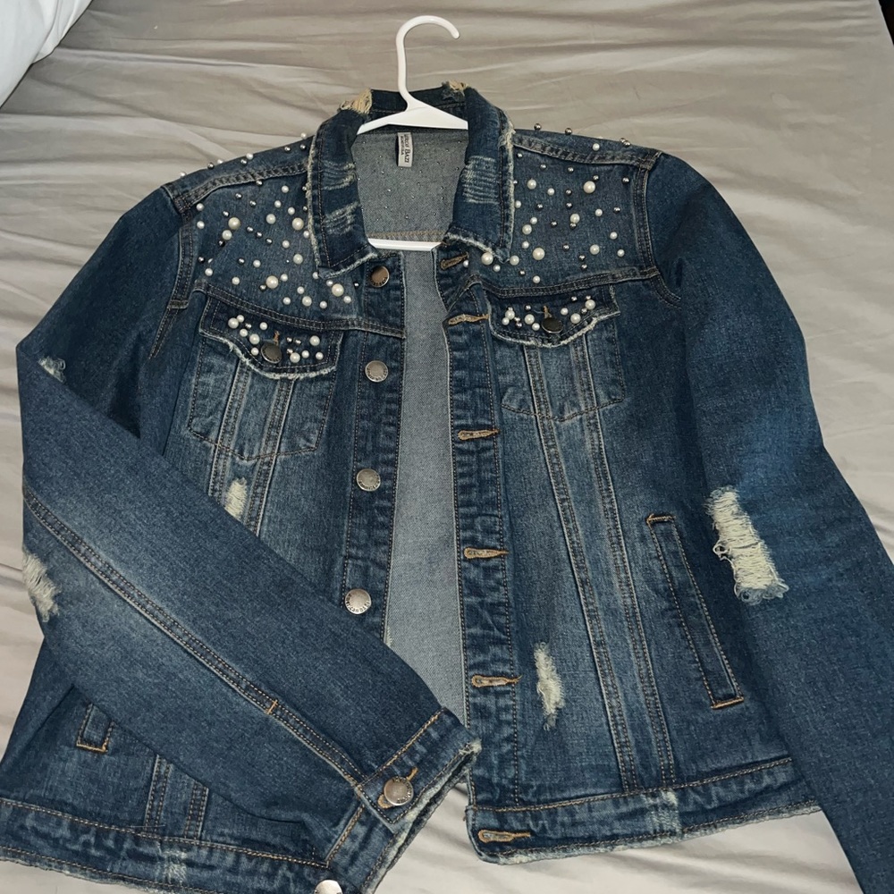 Denim pearl jacket
